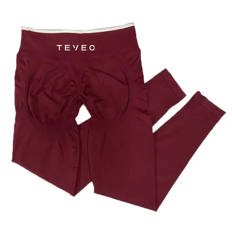 TEVEO Women's Sports Yoga Shorts Fitness Cycling Elastic Sports Pants Ignite Sculpt Scrunch Short Yoga Bra Set