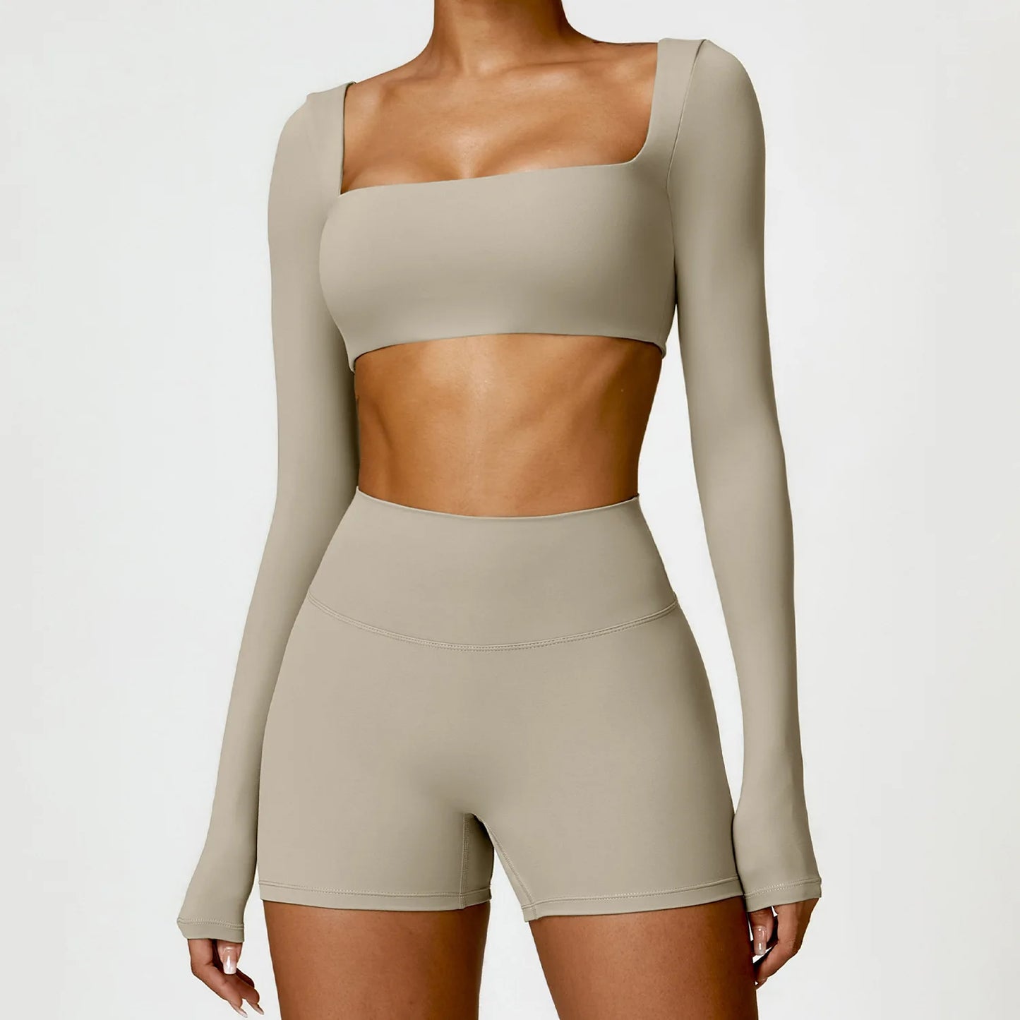 Push-up sports set: long-sleeved top and leggings (short or long)