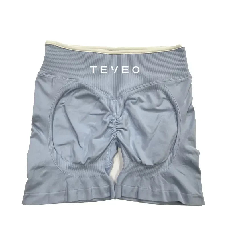 TEVEO Women's Sports Yoga Shorts Fitness Cycling Elastic Sports Pants Ignite Sculpt Scrunch Short Yoga Bra Set