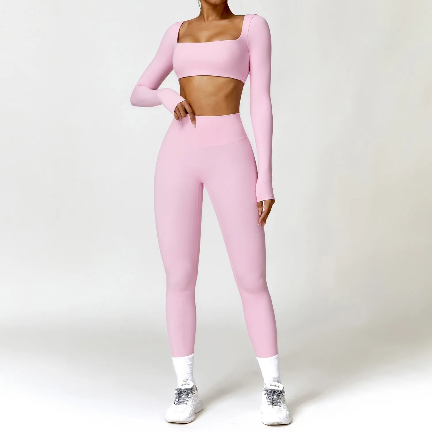 Push-up sports set: long-sleeved top and leggings (short or long)