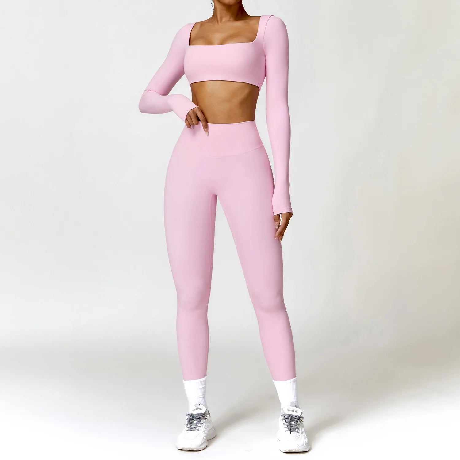 Push-up sports set: long-sleeved top and leggings (short or long)