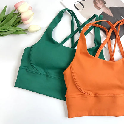 2Pcs Yoga Sets Naked Feel Gym Set Women Workout Clothes High Waist Yoga Shorts And Strappy Sports Bra Short Sets Summer