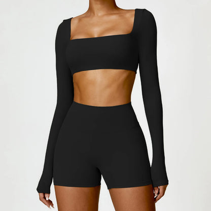 Push-up sports set: long-sleeved top and leggings (short or long)