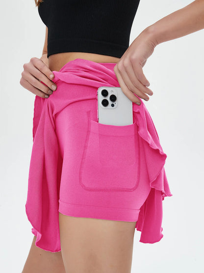 Women Tennis Skirt Women Fitness Sports Skirt With Built-In Shorts Yoga Fitness High Elastic Girl Sweatpants Skirts Golf Skorts