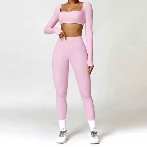 Push-up sports set: long-sleeved top and leggings (short or long)