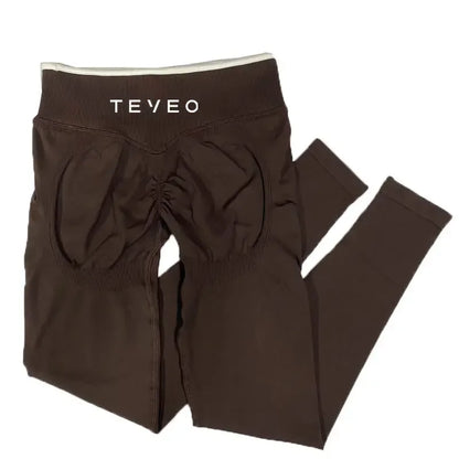 TEVEO Women's Sports Yoga Shorts Fitness Cycling Elastic Sports Pants Ignite Sculpt Scrunch Short Yoga Bra Set